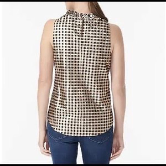 J. Crew Ruffleneck  Copper sleeveless top in Lurex® crinkle gingham - Picture 3 of 14